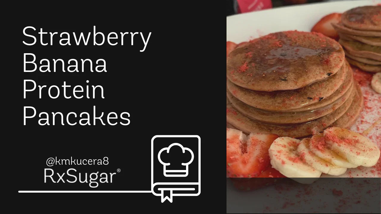 Strawberry Banana Protein Pancakes by @kmkucera8 on Instagram