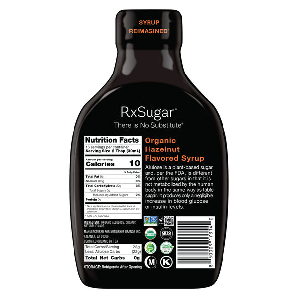 RxSugar Organic Hazelnut Syrup