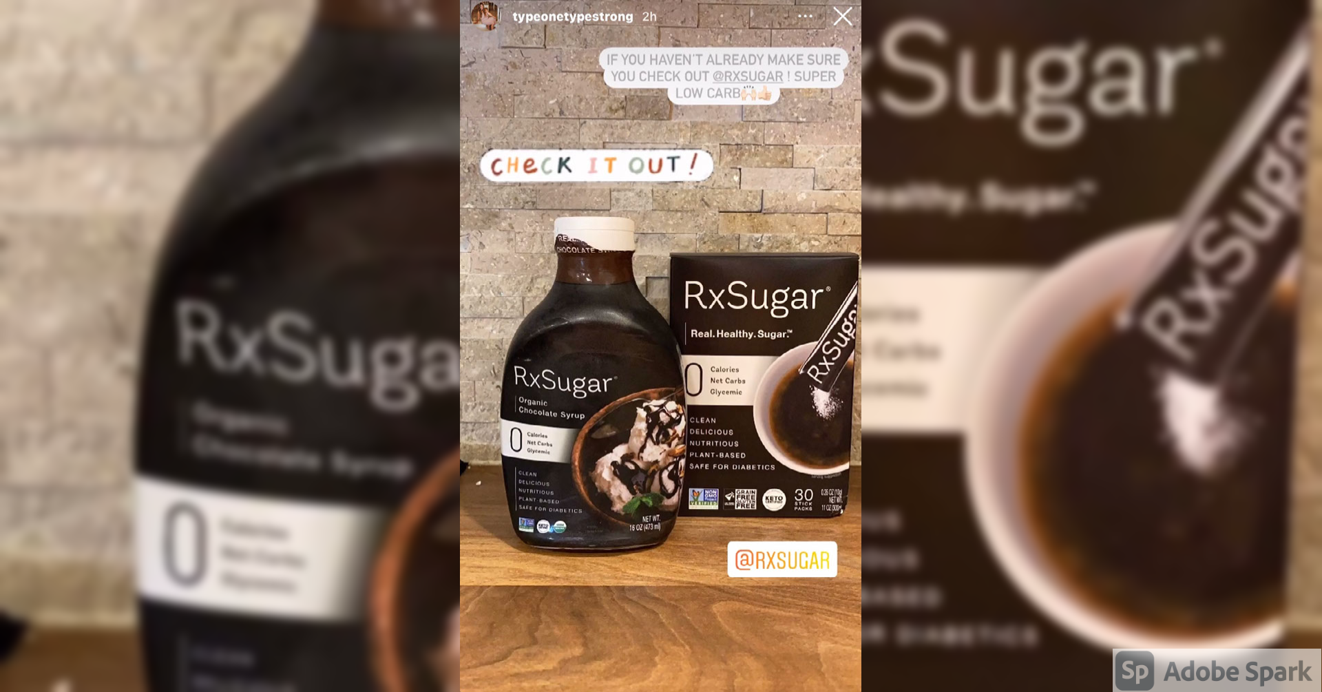 TypeOneTypeStrong Loving Her New RxSugar Package - Organic Chocolate Syrup & Sugar Stick Pack