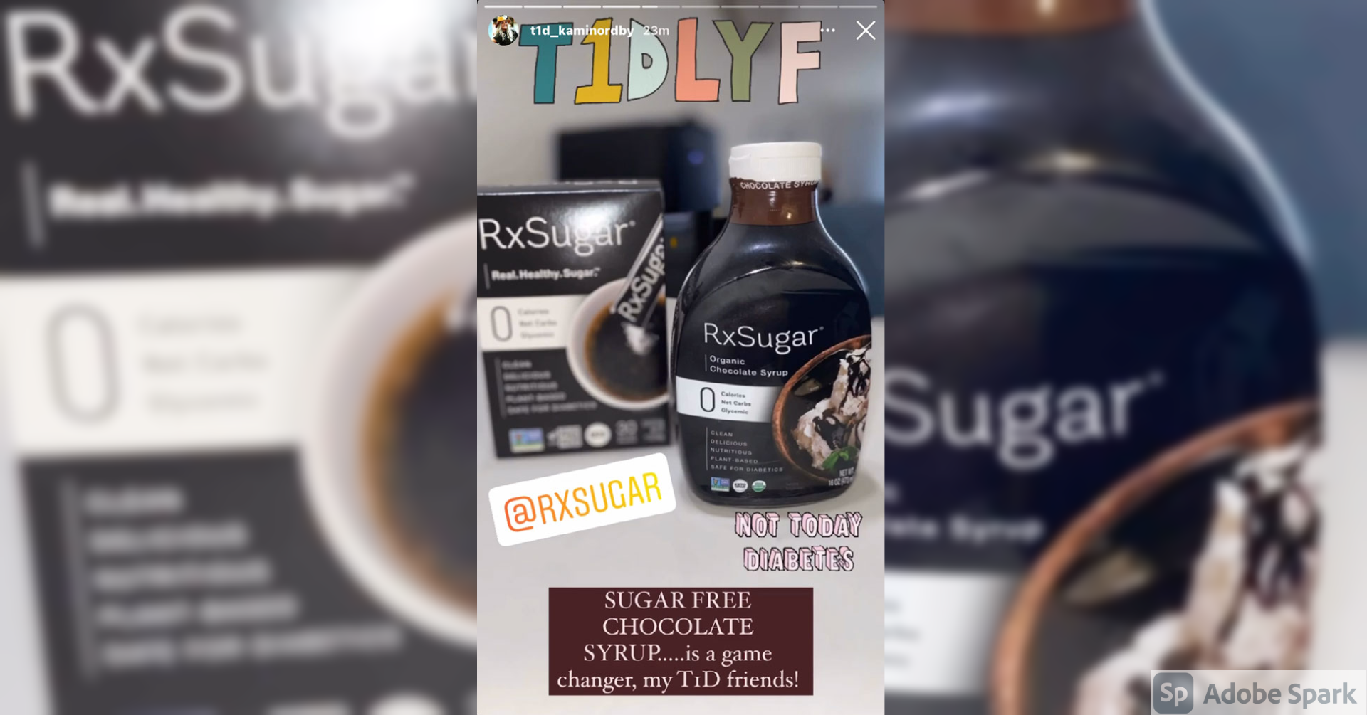 T1D Kami Nordby Loving Her RxSugar Organic Chocolate Syrup
