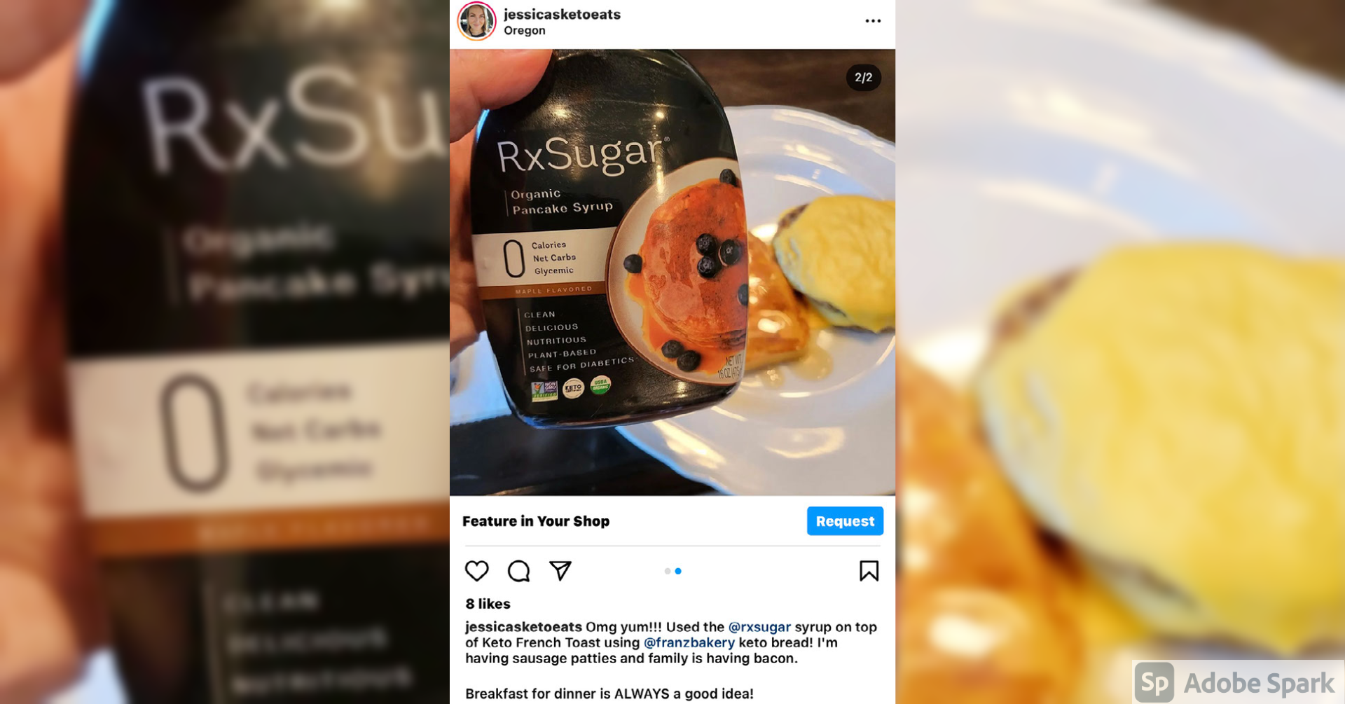 Jessicasketoeats Using Her RxSugar Organic Pancake Syrup On Top Of Some Keto French Toast!!