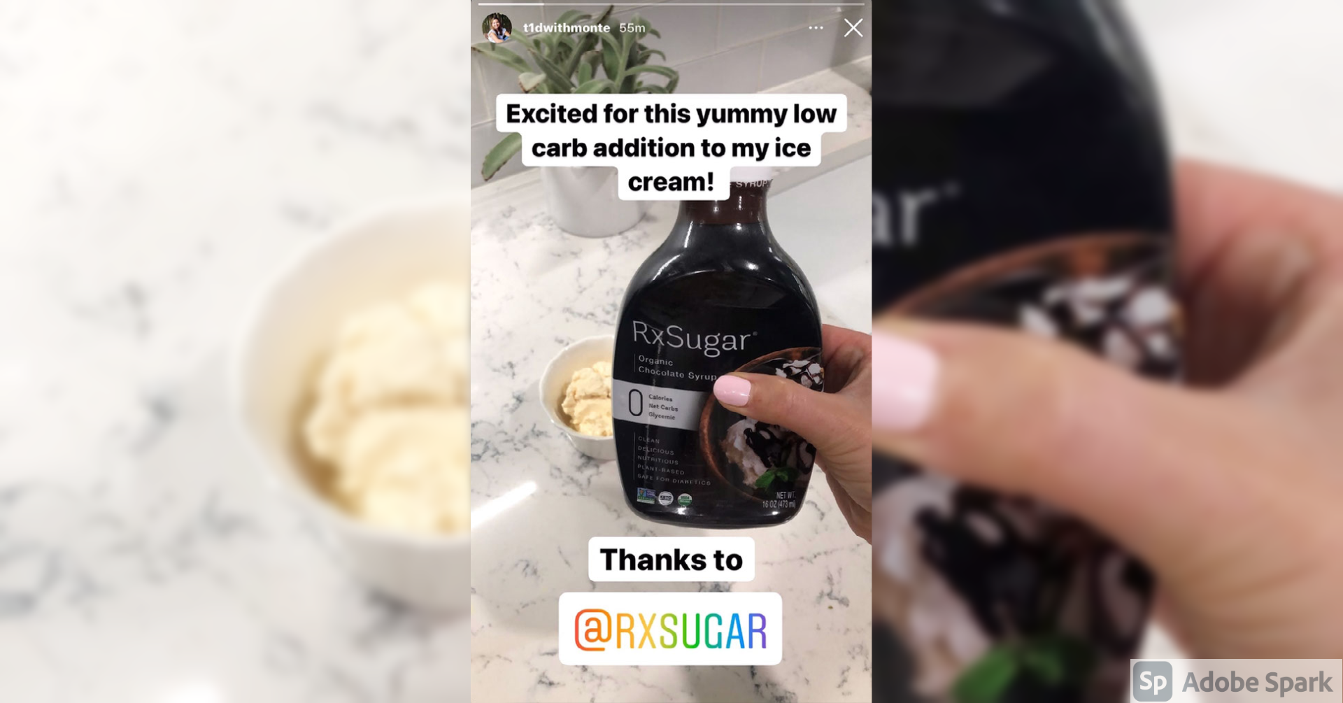 T1D Monte Loving Her RxSugar Organic Chocolate Syrup
