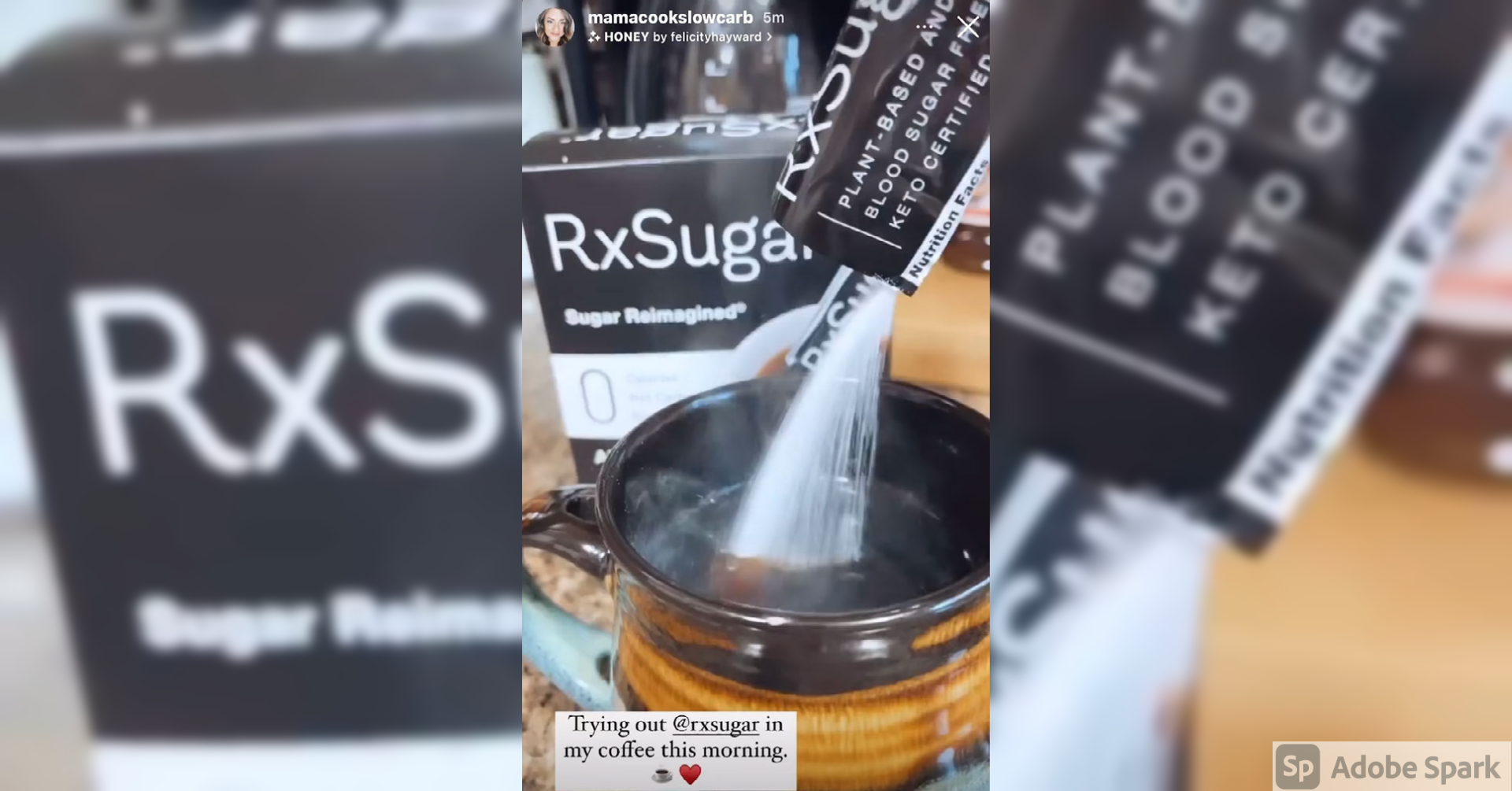 Mamacookslowcarb Using Her RxSugar Stick Packs In Her Morning Brew