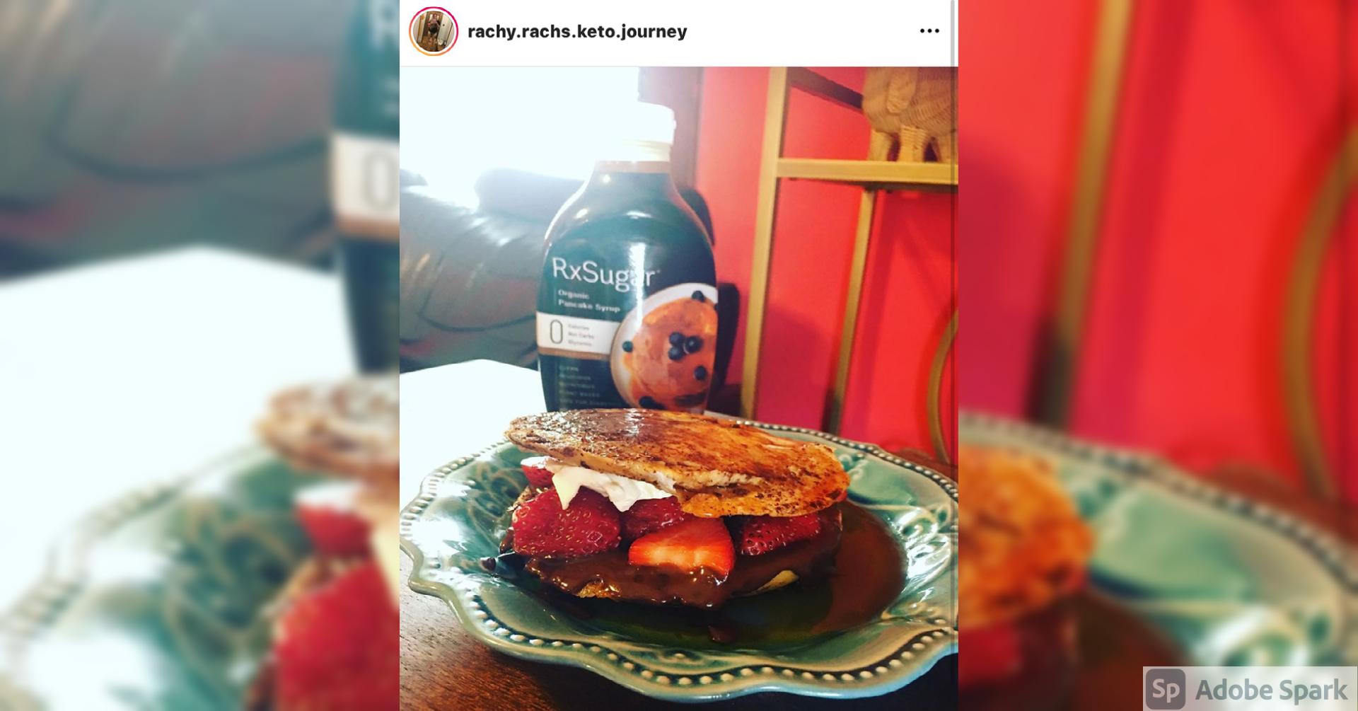 Rachy Rachs Keto Journey Using Her RxSugar Organic Pancake Syrup In Her Strawberry Shortcake Pancakes