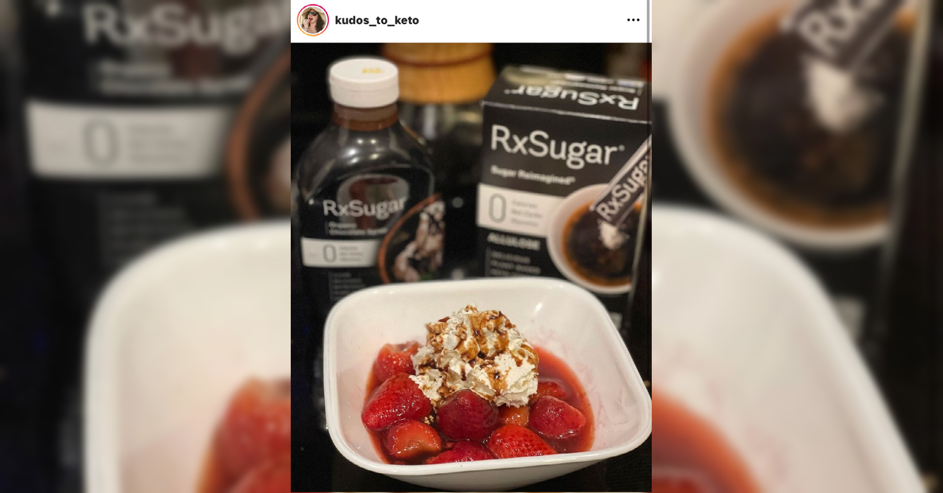 Kudos To Keto Making Her Strawberry Dessert With RxSugar Organic Chocolate Syrup