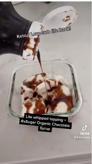 RxSugar Organic Chocolate Syrup On Whipped Topping!