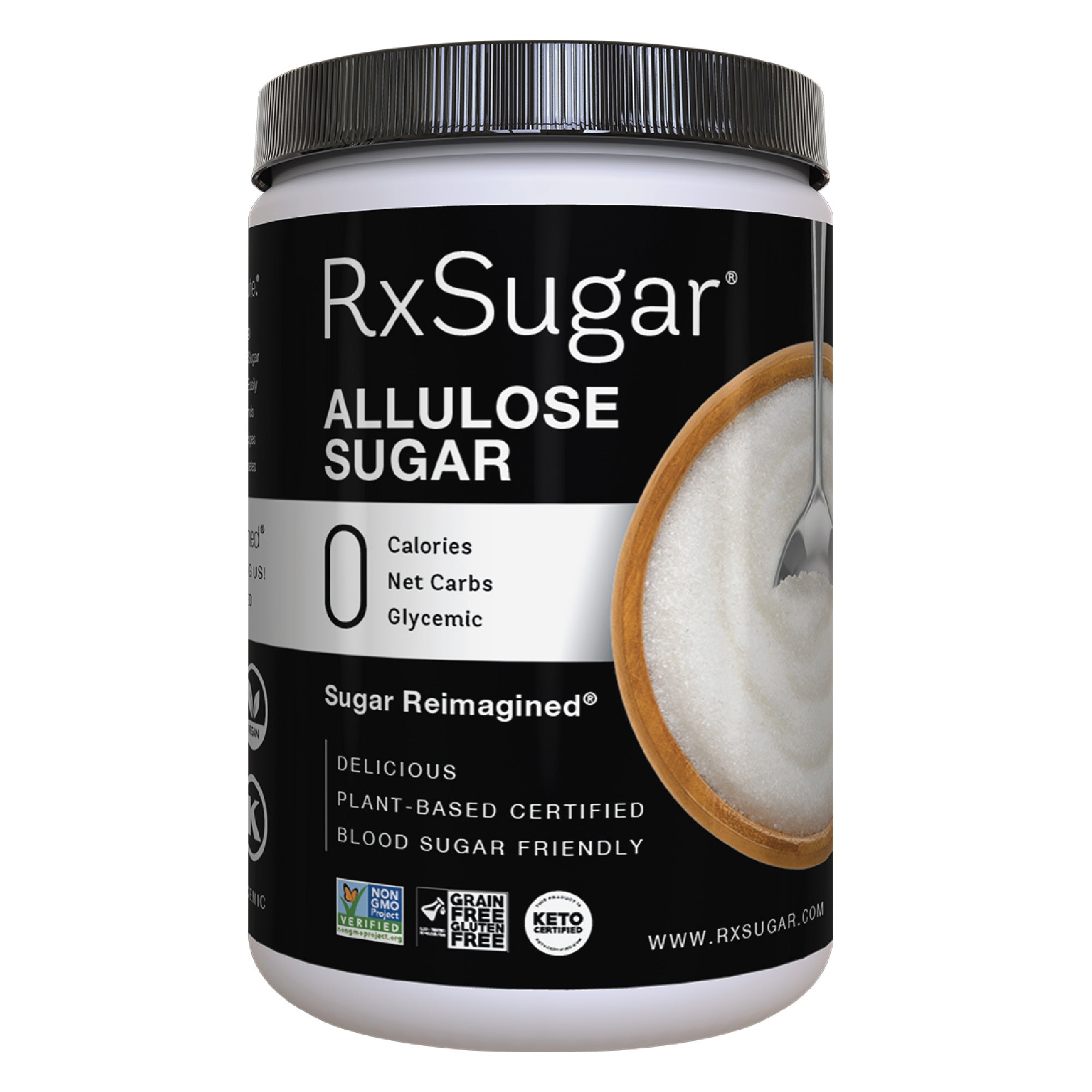 RxSugar 1 Pound Canister Front of Packaging