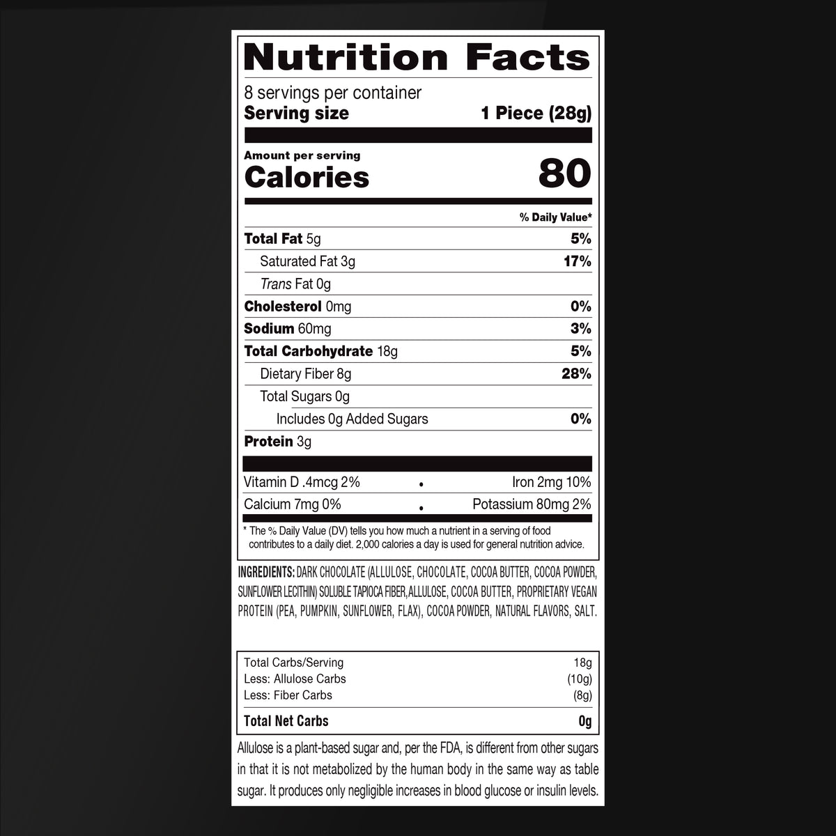 Chocolate Snax Nutrition Facts