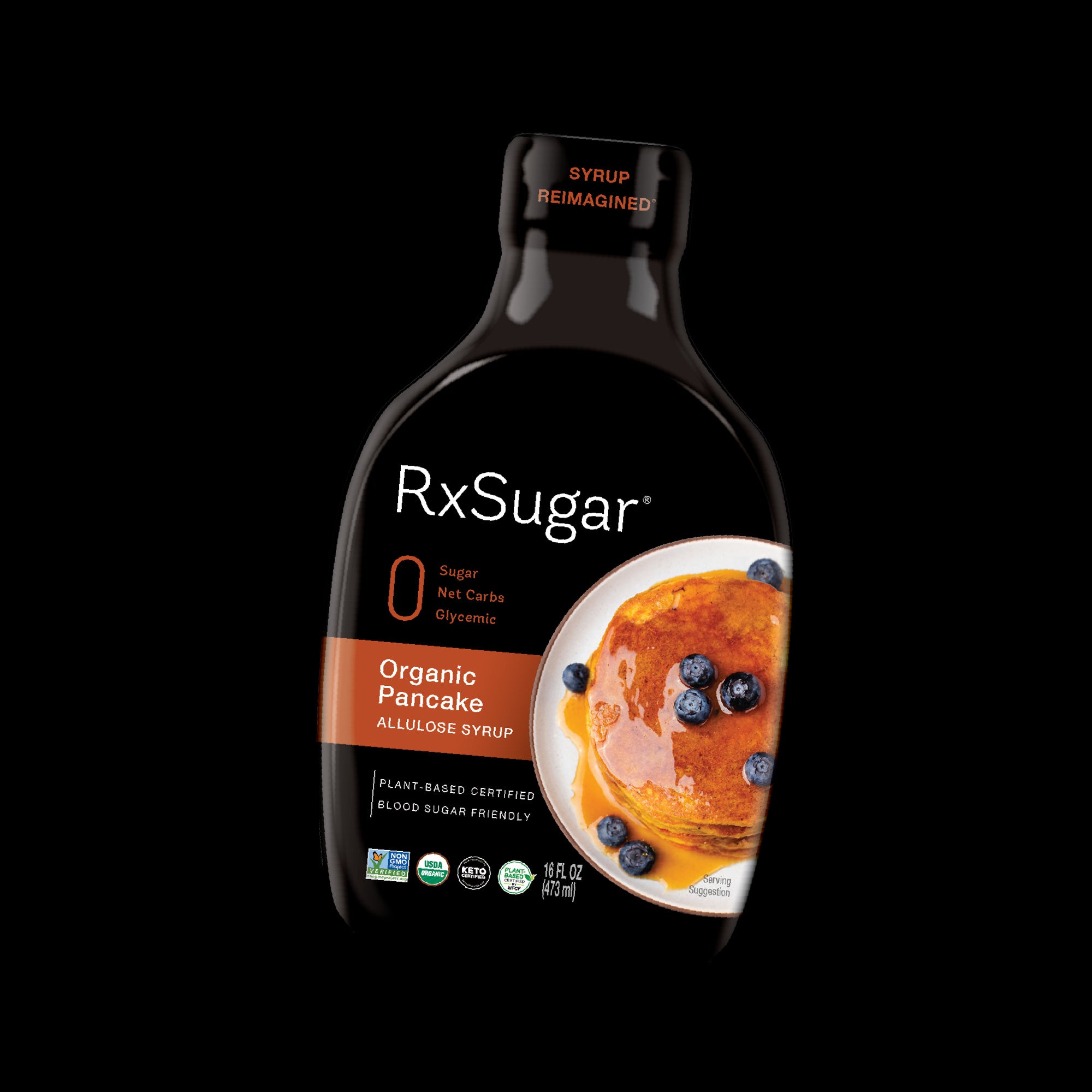 RxSugar Organic Pancake Maple flavored Syrup Bottle